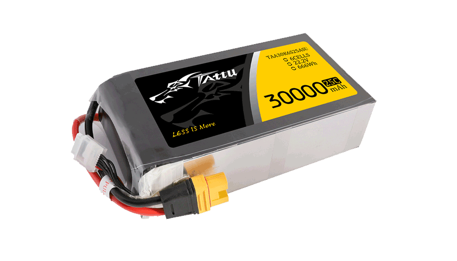 30000mAh 22.2V软包无人机锂电池 放电25C Tattu